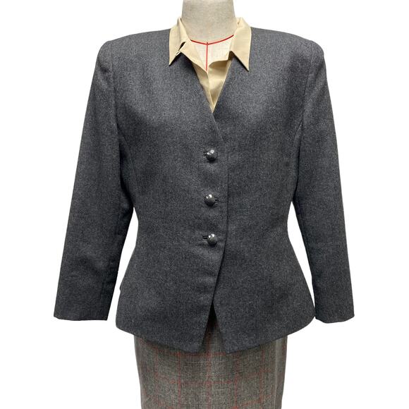 Vintage Lilli Ann I Magnin Womens Grey 3 Button Tailored Blazer - Picture 1 of 11